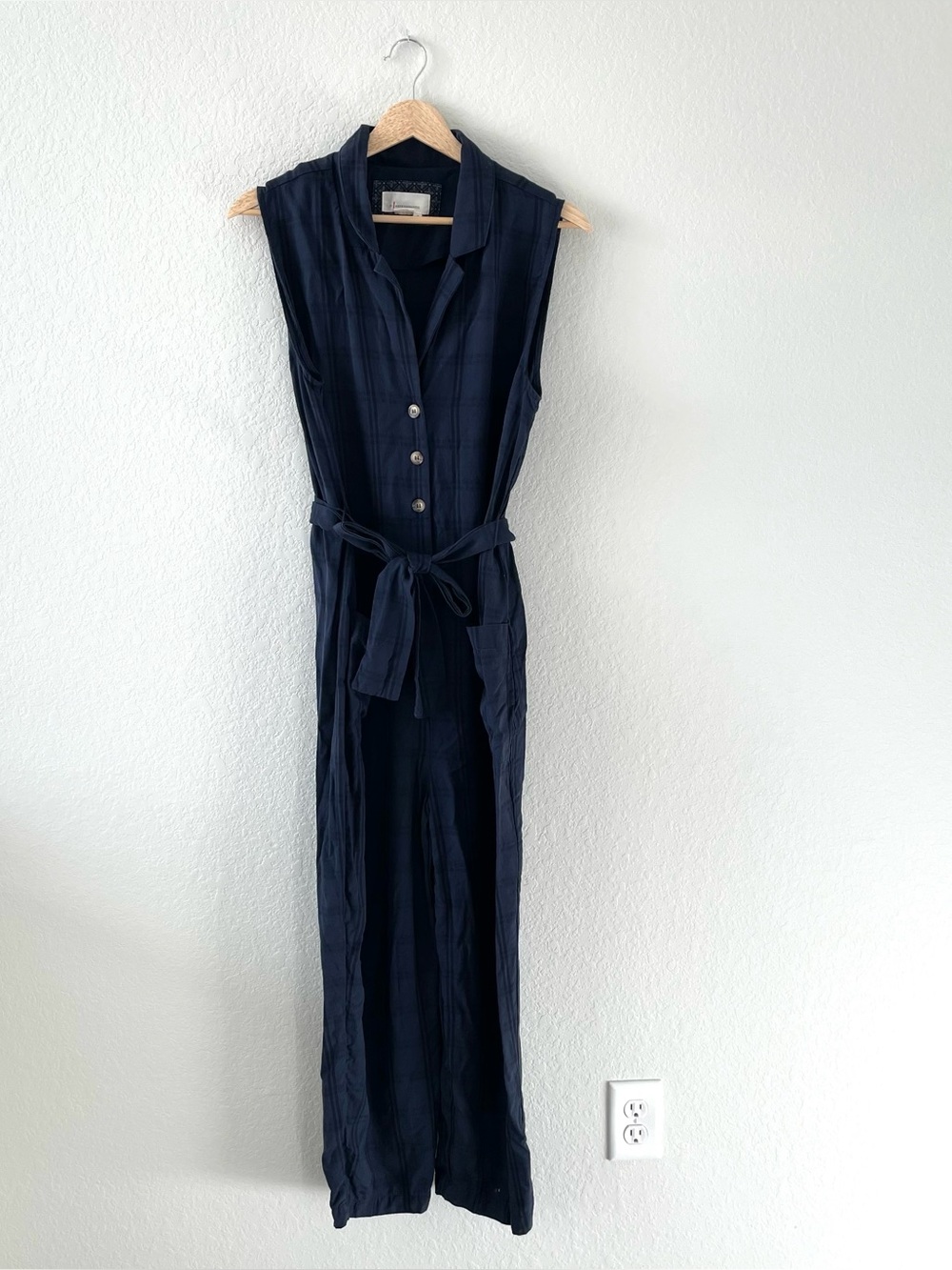 By Anthropology Jumpsuit Womens Medium Blue Plaid